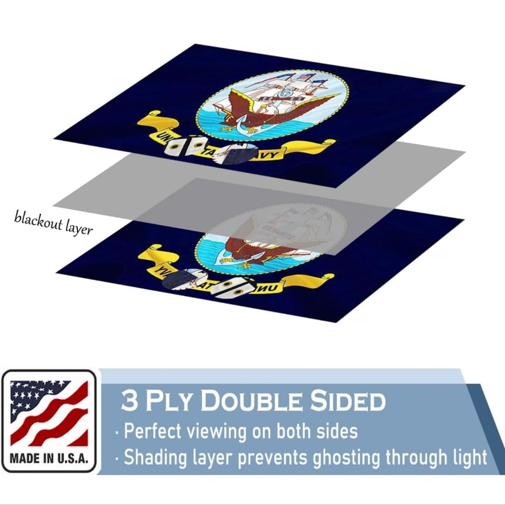 Navy Flag 3x5 Outdoor Double Sided Heavy Duty 3ply United States Navy Seal Flag - Picture 3 of 6